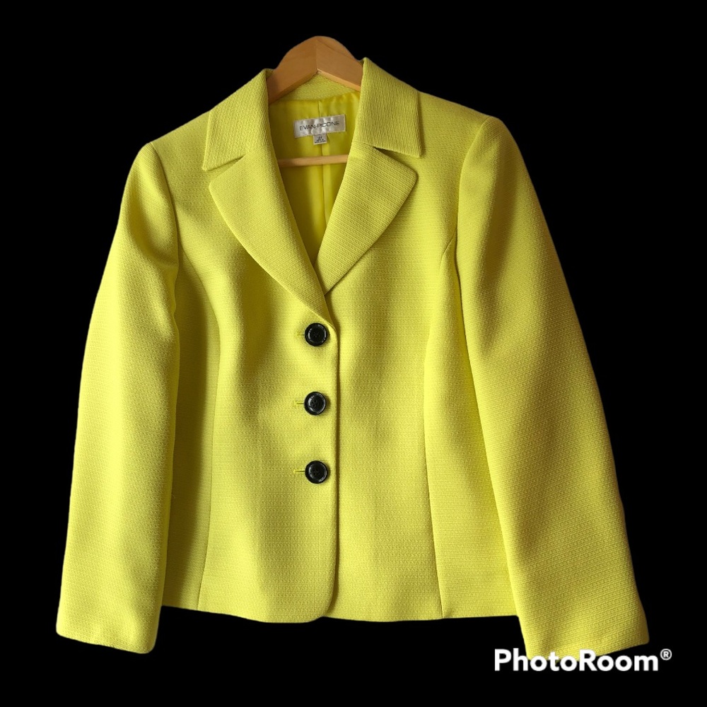 Evan-Picone Neon Yellow Blazer Long Sleeve | Size 12P